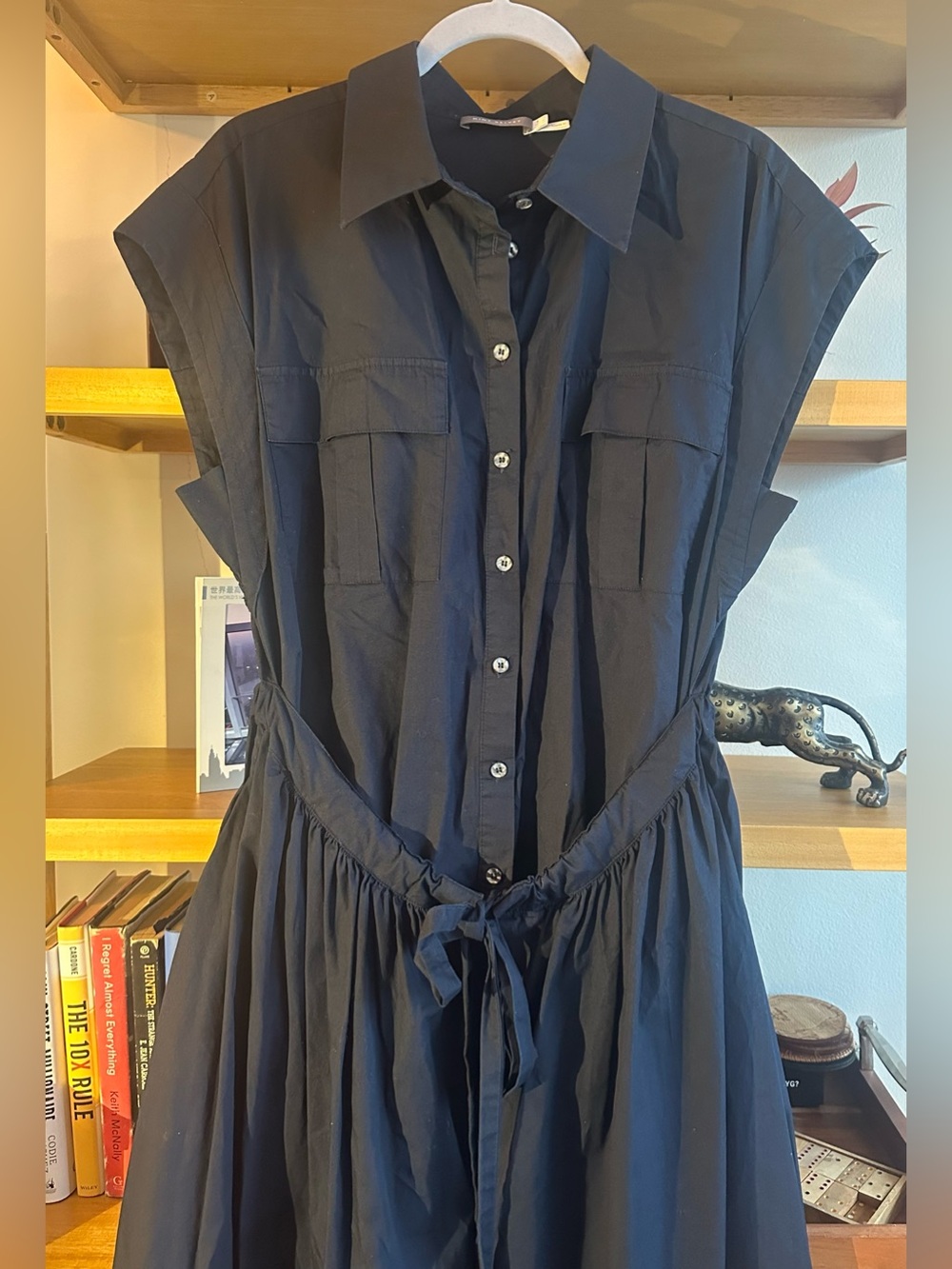 Mint Velvet Navy Blue Midi Shirt Dress with Drawstring Waist - size 12 - Picture 8 of 12